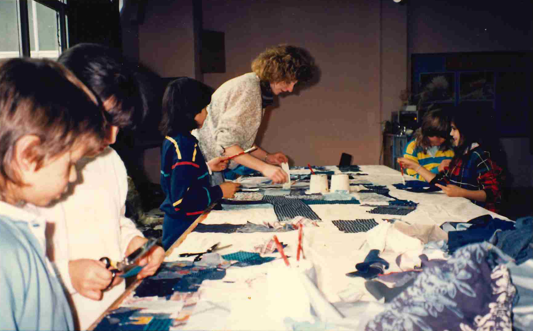 Kid making flags