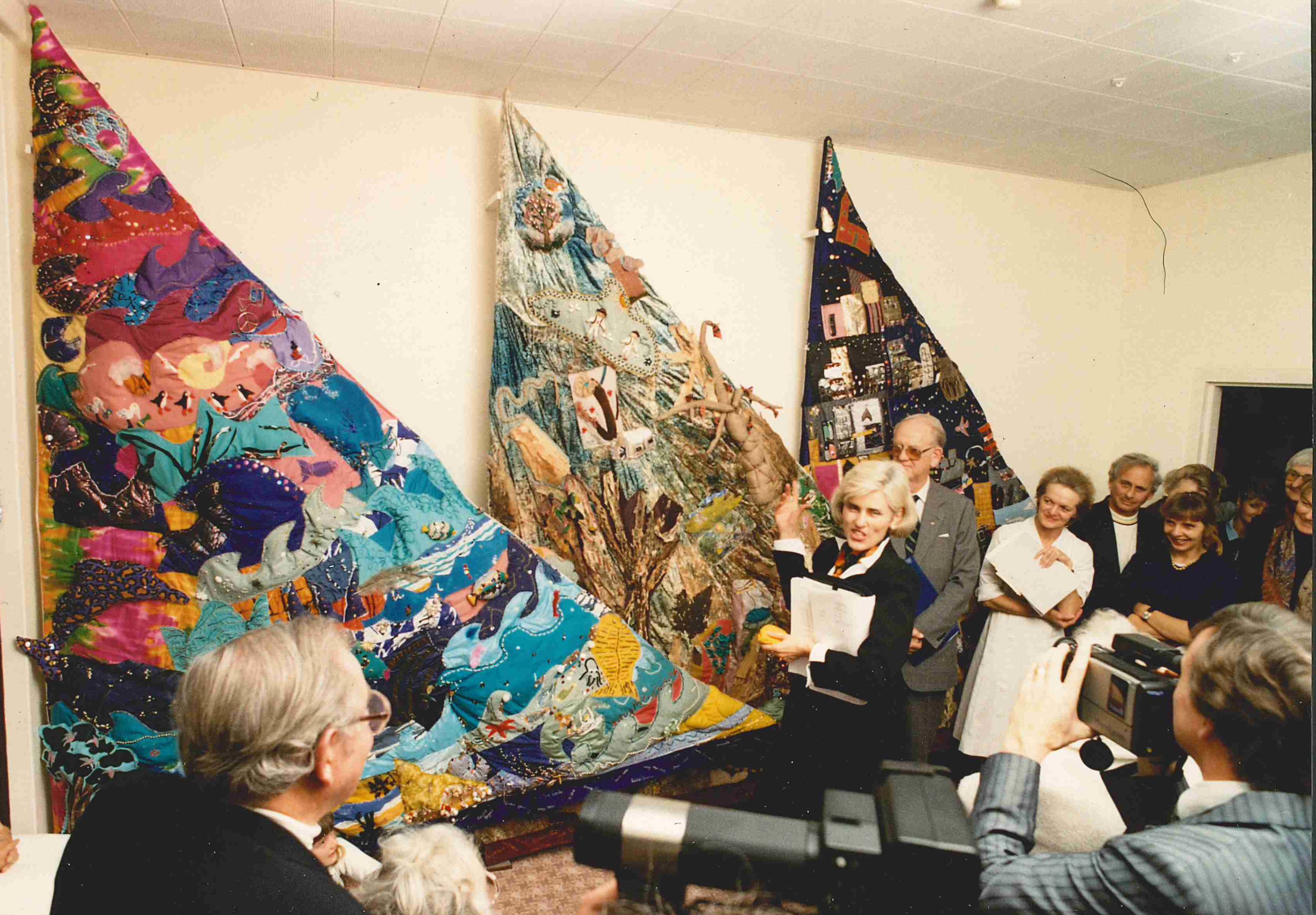 Large embroidered flags