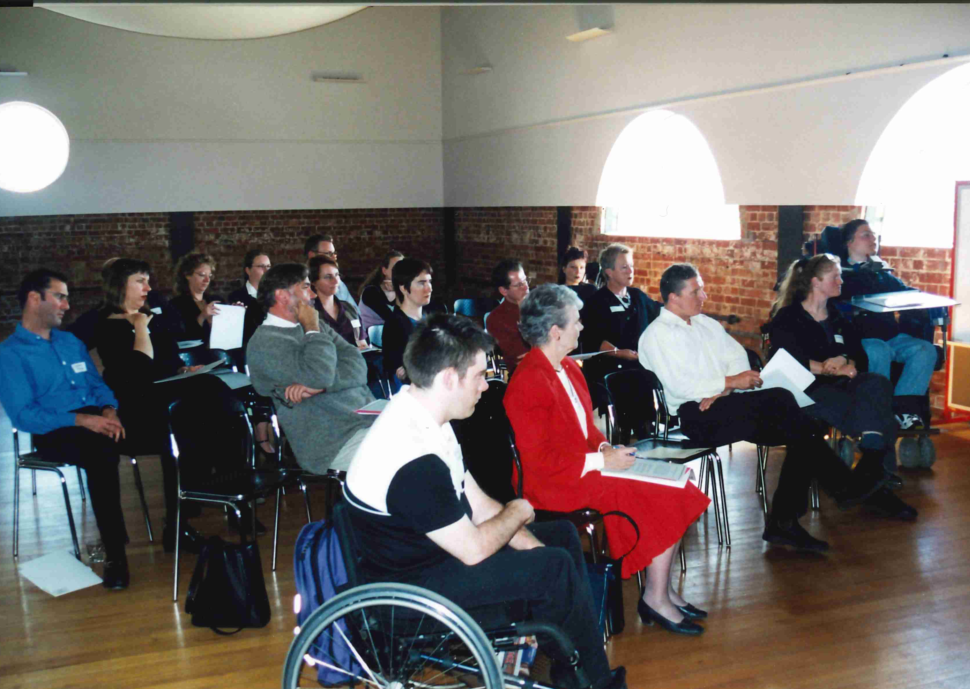 people in a hall.