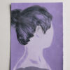 painting of A sideview of a person with their hair in a bun in purple.